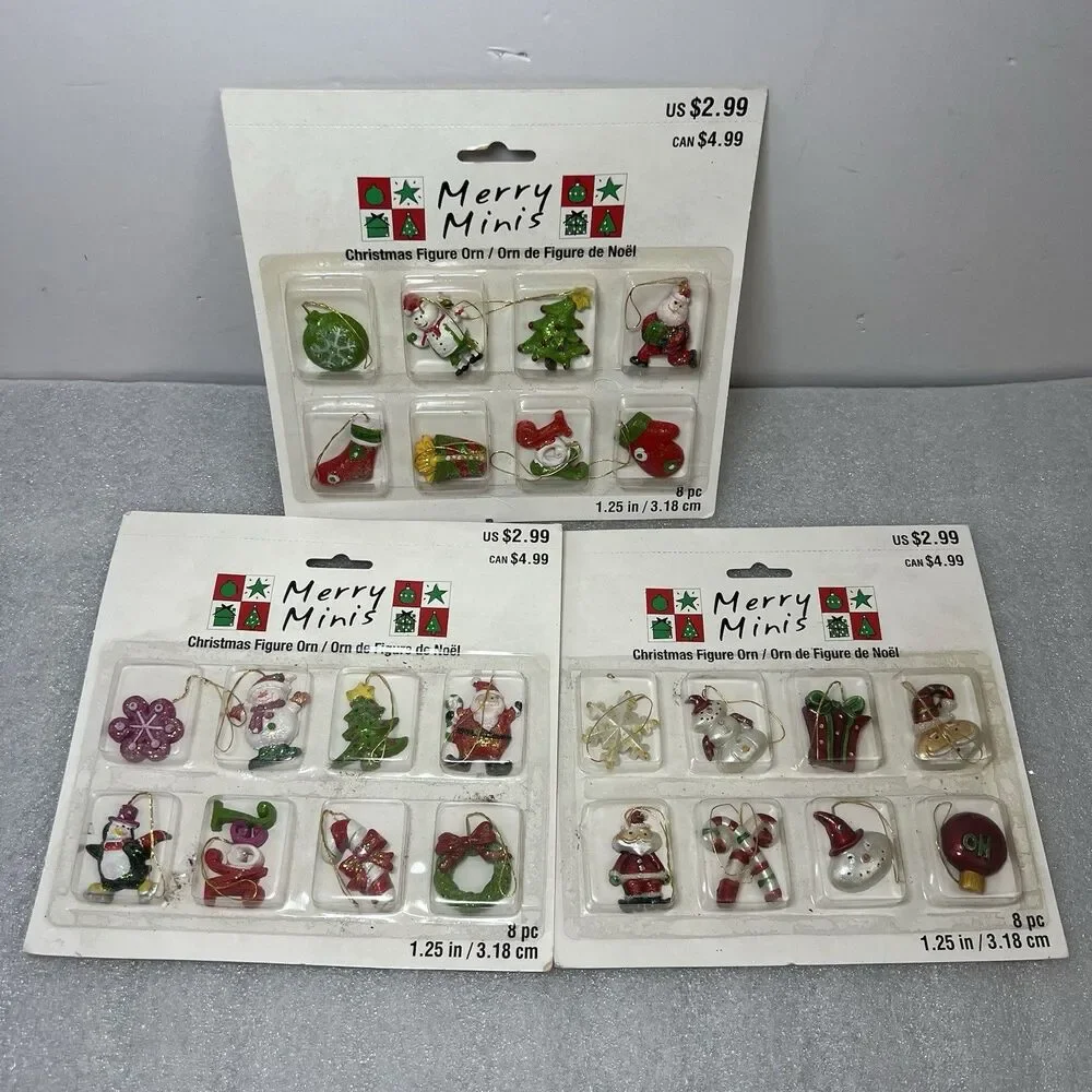 3 Packs Michaels Merry Minis Mini Christmas Tree Ornament Miniature 1.25” 8 Pc